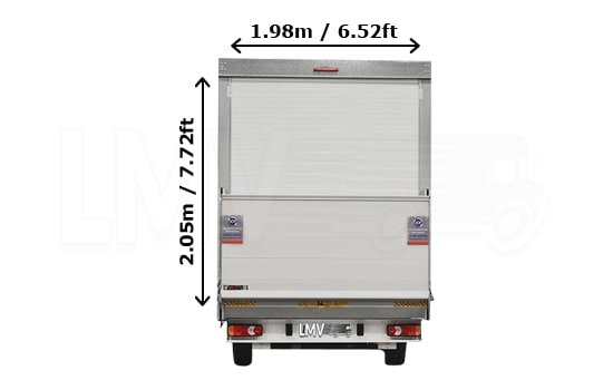 Luton Van z Pomocnikiem w Londynie - Wymiary - Widok z tyłu