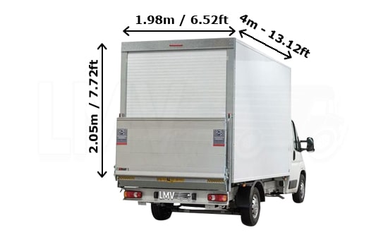 Luton Van z Pomocnikiem w Londynie - Wymiary - Widok z tyłu
